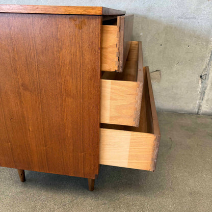 Mid Century Modern Three-Drawer Low Dresser w/ Original Mirror by Stanley