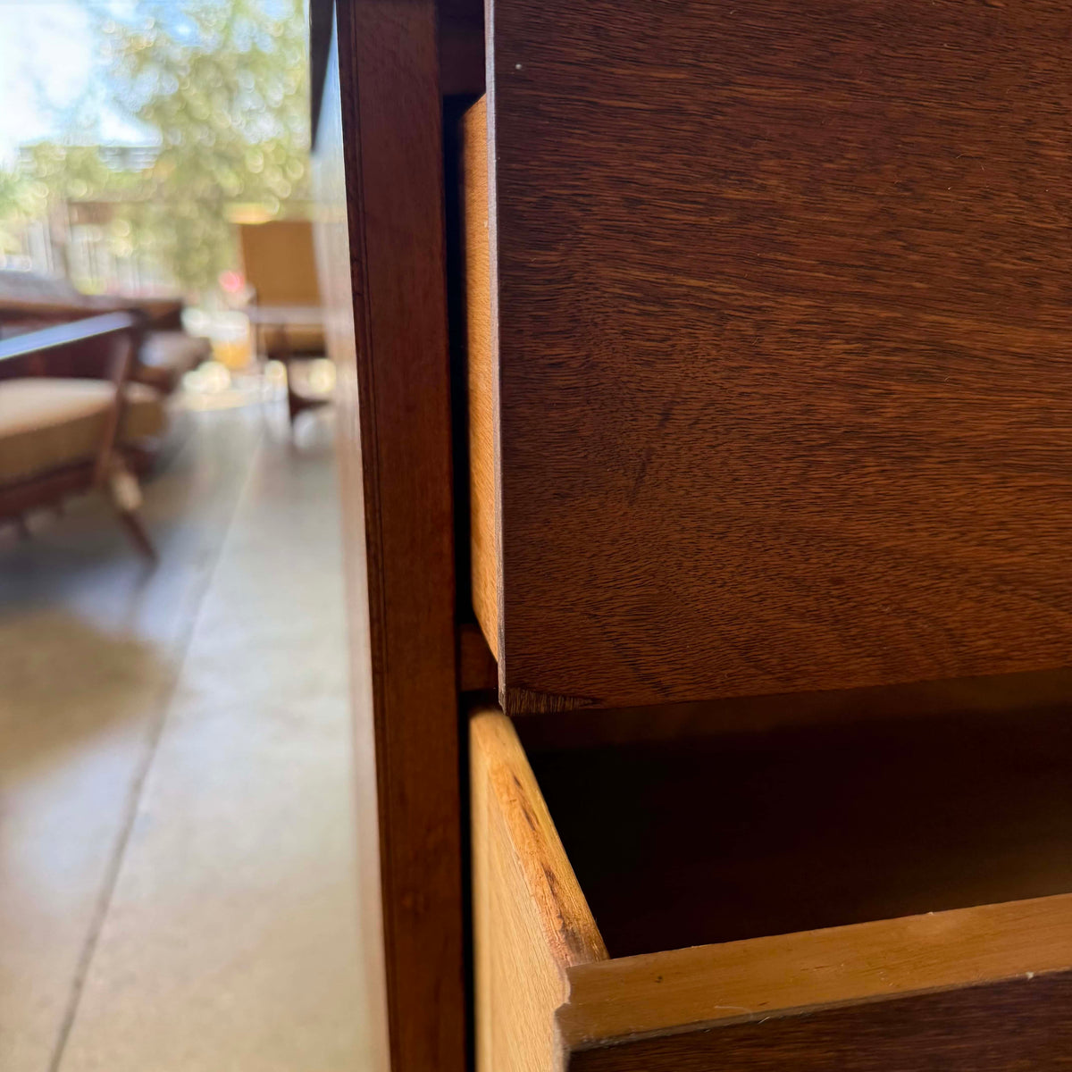 Mid Century Modern Three-Drawer Low Dresser w/ Original Mirror by Stanley
