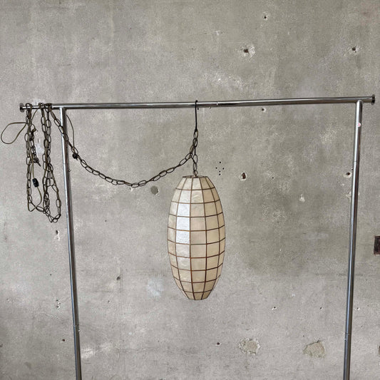 1960's Capiz Elliptical Oval Pendant Lamp