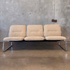 Postmodern Steelcase Chrome & Oatmeal Tweed 3 Seater Sofa