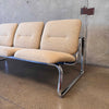 Postmodern Steelcase Chrome & Oatmeal Tweed 3 Seater Sofa