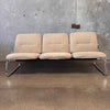 Postmodern Steelcase Chrome & Oatmeal Tweed 3 Seater Sofa