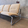 Postmodern Steelcase Chrome & Oatmeal Tweed 3 Seater Sofa
