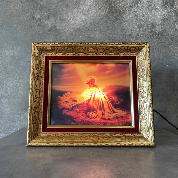 1970s Lighted Jesus Framed Art