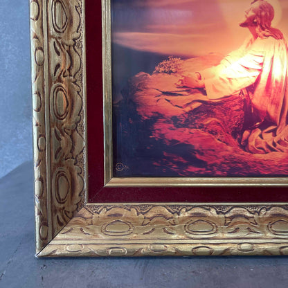 1970s Lighted Jesus Framed Art