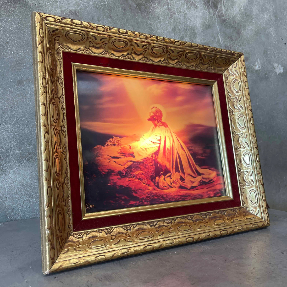 1970s Lighted Jesus Framed Art