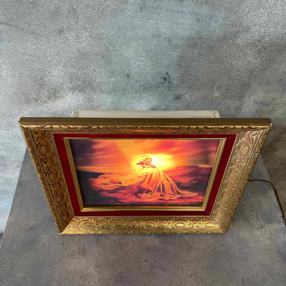 1970s Lighted Jesus Framed Art