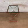 Custom Made Industrial Iron & Glass Side Table