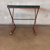 Custom Made Industrial Iron & Glass Side Table