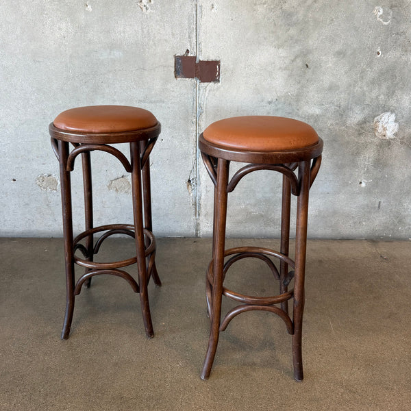 Vintage Pair of Thonet Style Bar Stools