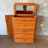 1970s Oak Tall Dresser w/ Fliptop Vanity