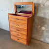 1970s Oak Tall Dresser w/ Fliptop Vanity