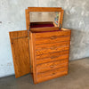 1970s Oak Tall Dresser w/ Fliptop Vanity