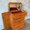 1970s Oak Tall Dresser w/ Fliptop Vanity