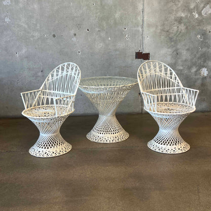 Russell Woodard Woven Spun Fiberglass Mid Century Patio Set