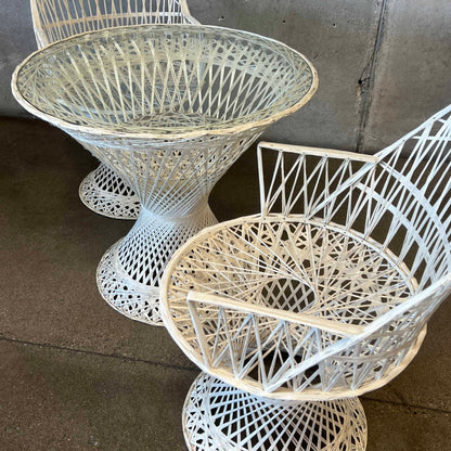 Russell Woodard Woven Spun Fiberglass Mid Century Patio Set