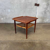 Danish Modern Teak + Cane Side Table by Poul Jensen for Selig