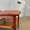 Danish Modern Teak + Cane Side Table by Poul Jensen for Selig