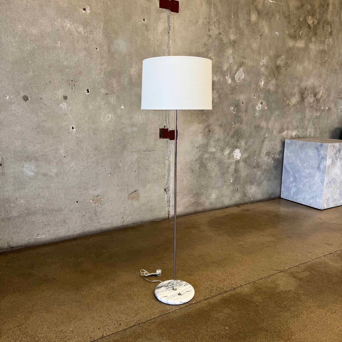 Mid Century Marble & Chrome Floor Lamp