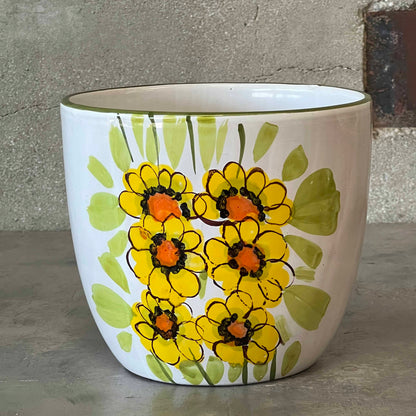 Hand Painted Glazed Ceramic Planter.  Italian
