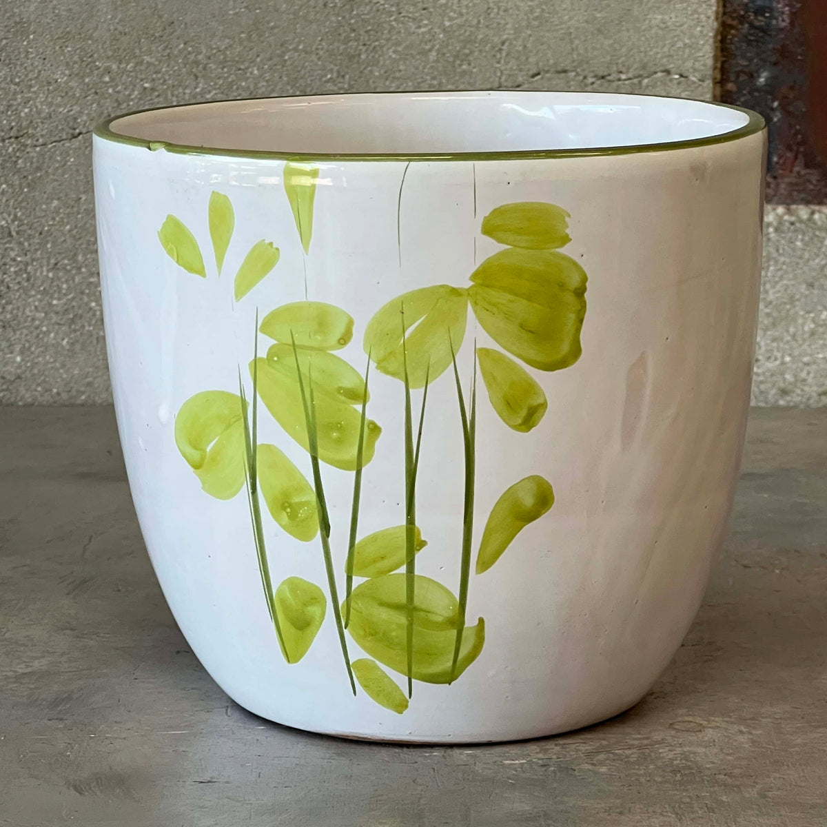 Hand Painted Glazed Ceramic Planter.  Italian
