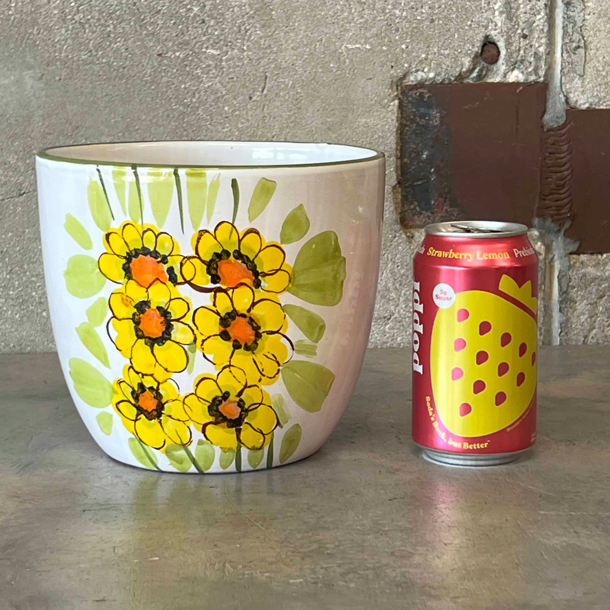 Hand Painted Glazed Ceramic Planter.  Italian