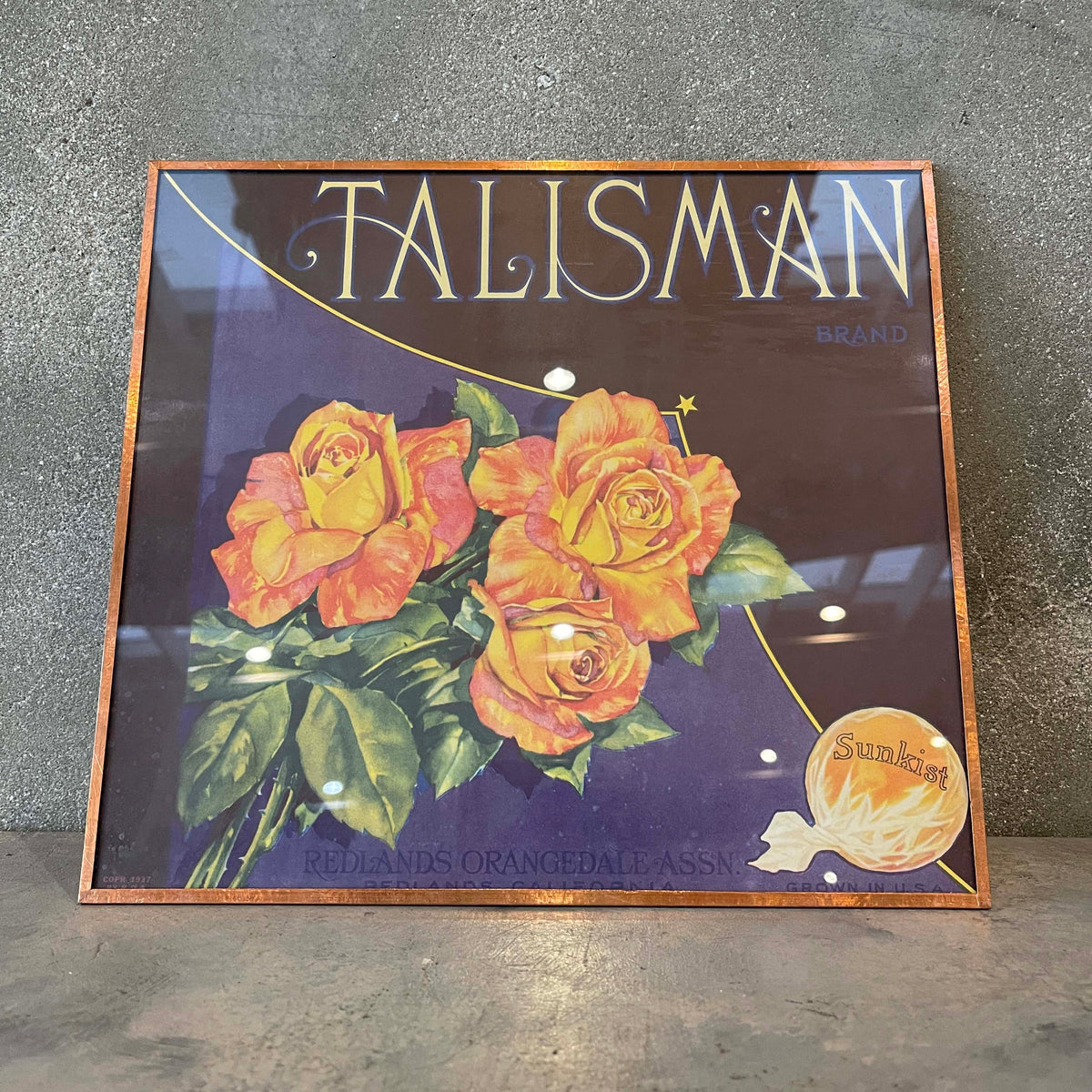 Vintage Fruit Crate Framed Label Redlands, CA - Talisman