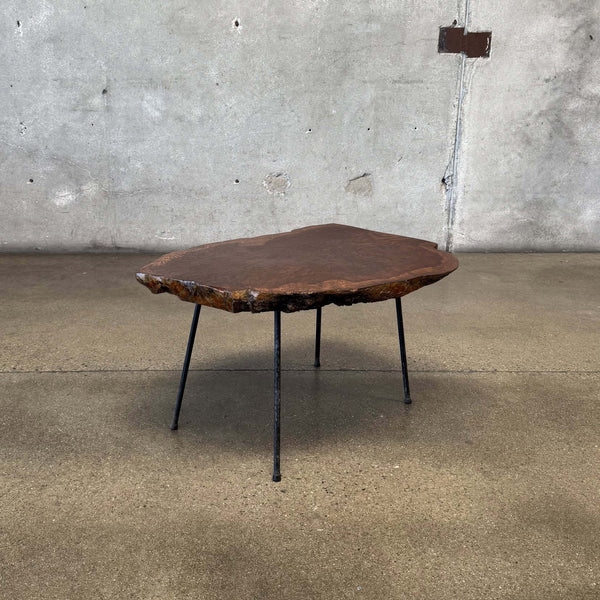 Vintage Burl & Iron Side Table