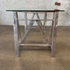 Stainless Steel Saw Horse Table With Glass Top