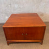 Mid Century Modern Side Table w/ Storage Made of Walnut & Brass Handles