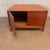 Mid Century Modern Side Table w/ Storage Made of Walnut & Brass Handles