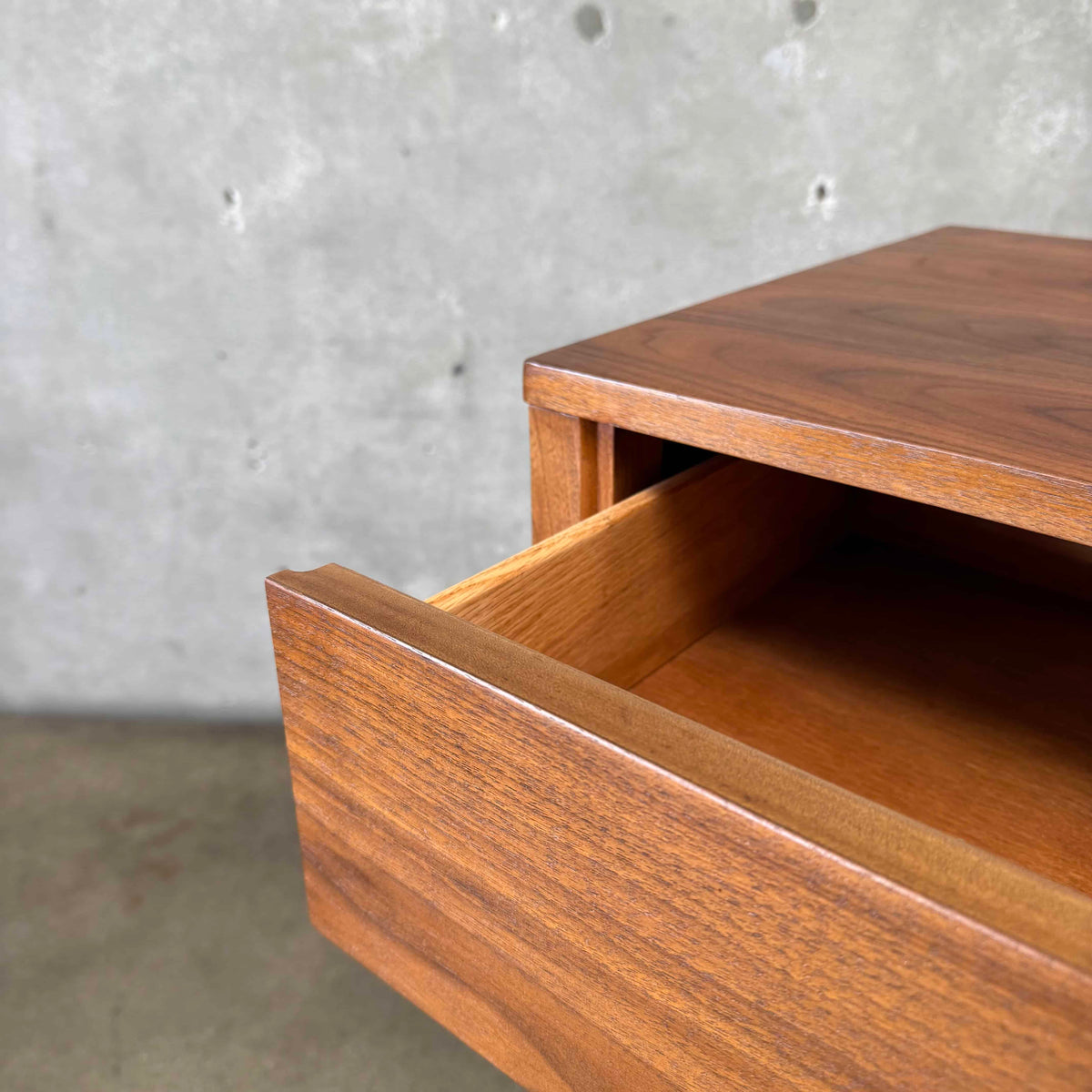 Mid Century Walnut & Brass Highboy Dresser By Stanley