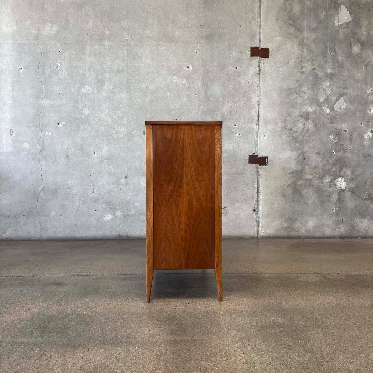 Mid Century Walnut & Brass Highboy Dresser By Stanley