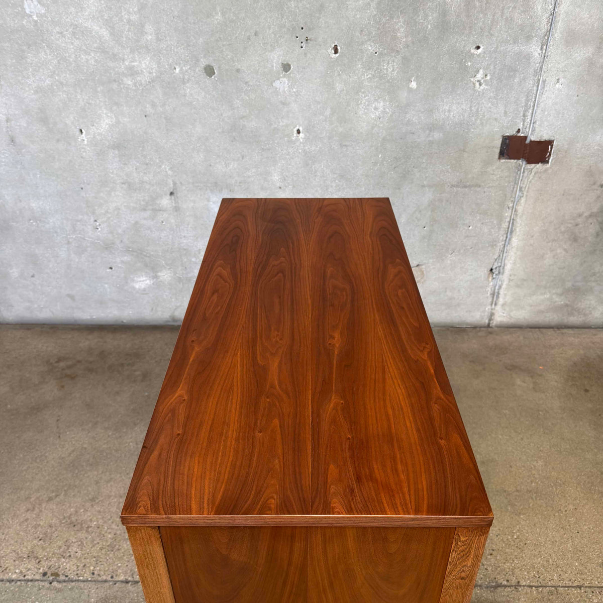 Mid Century Walnut & Brass Highboy Dresser By Stanley