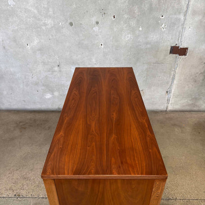 Mid Century Walnut & Brass Highboy Dresser By Stanley