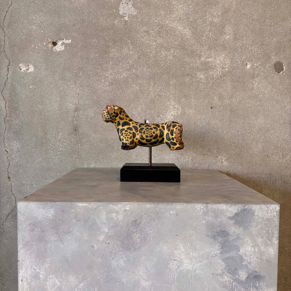 Antique Hand Carved Leopard on Stand