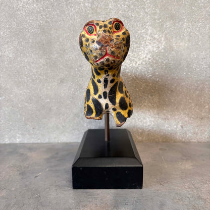 Antique Hand Carved Leopard on Stand