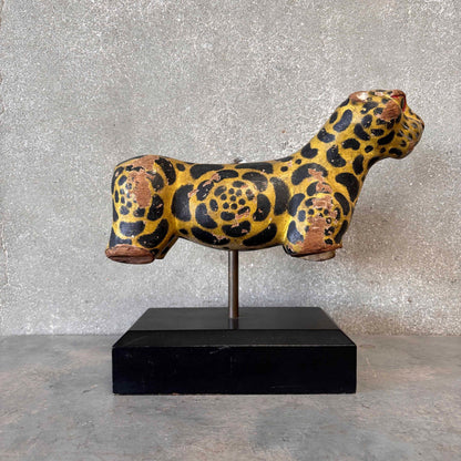 Antique Hand Carved Leopard on Stand
