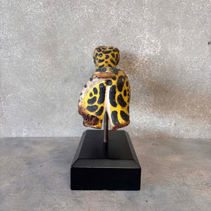 Antique Hand Carved Leopard on Stand