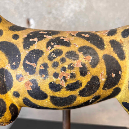 Antique Hand Carved Leopard on Stand