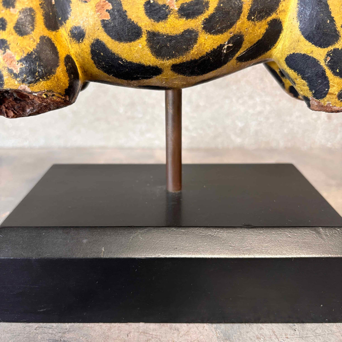 Antique Hand Carved Leopard on Stand