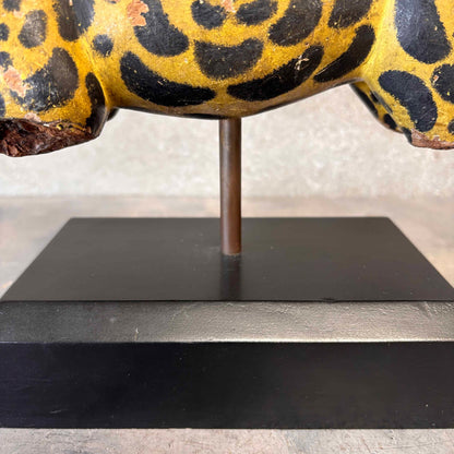 Antique Hand Carved Leopard on Stand