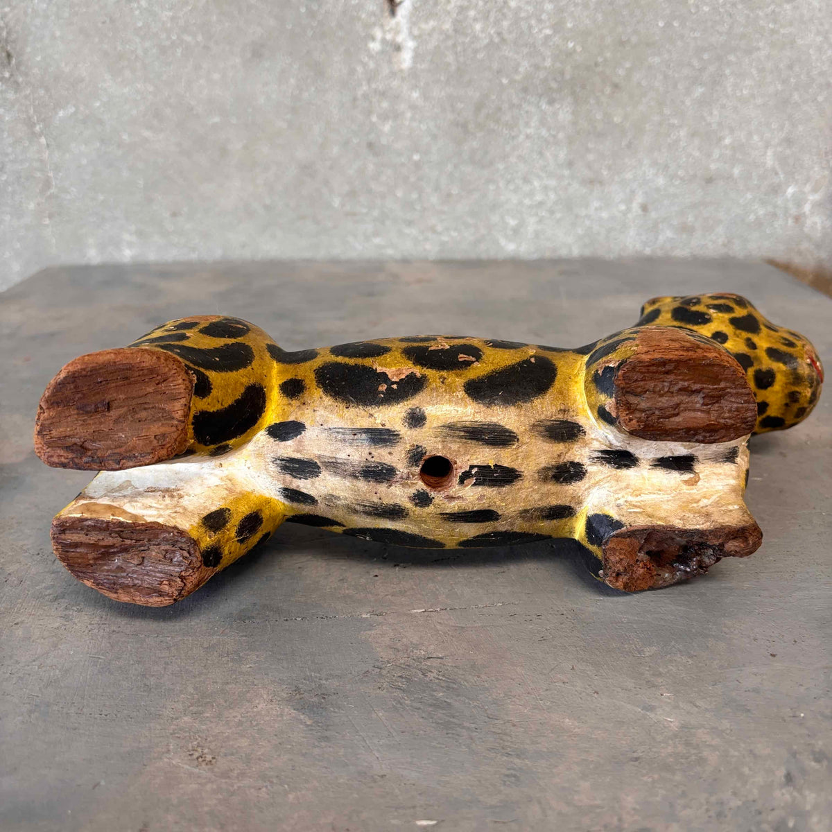 Antique Hand Carved Leopard on Stand