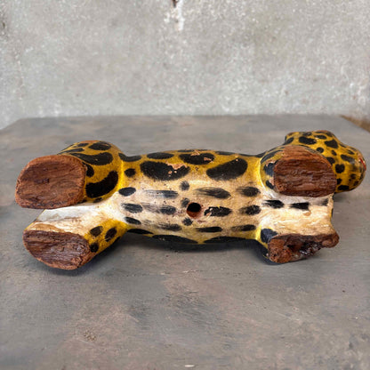 Antique Hand Carved Leopard on Stand