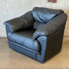 Italian Black Leather Post Modern Chair