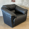 Italian Black Leather Post Modern Chair