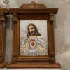 Pair of Vintage Rustic Wood Framed Embossed Aluminum Religious Art