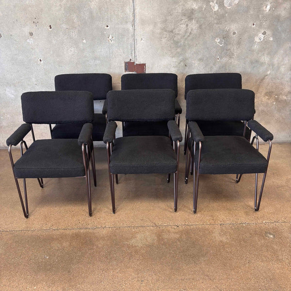 6 Dining Chairs HD Buttercup Black Boucle w/Hairpin Legs