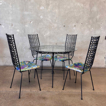 Arthur Umanoff Wrought Iron Table & 4 Chairs