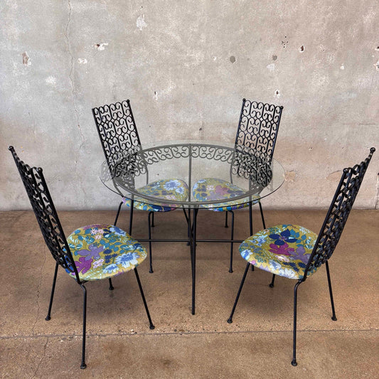 Arthur Umanoff Wrought Iron Table & 4 Chairs